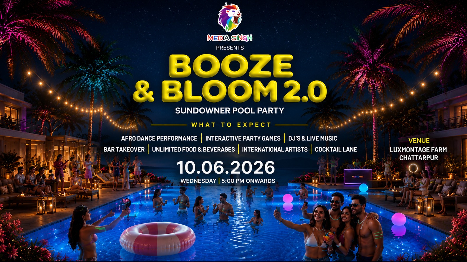 Booze & Bloom 2.0: A Luxe Pool party experience in chattarpur