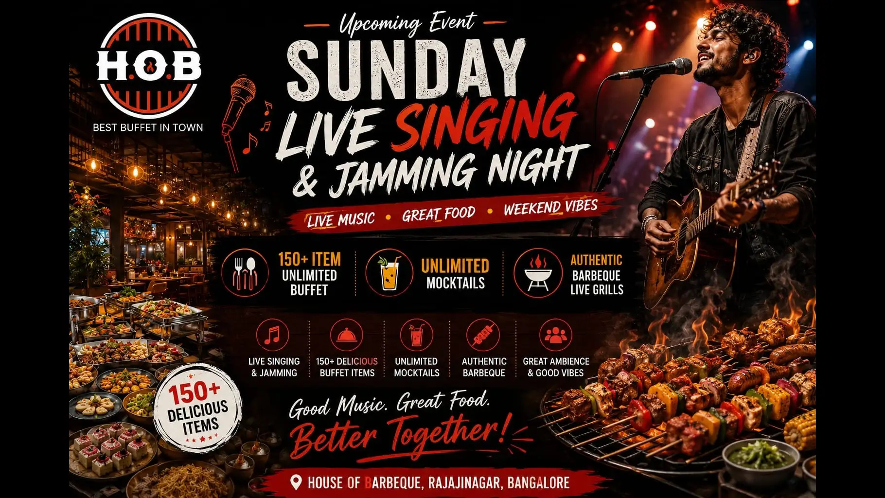 HOB FEAST AND BEATS- UNLIMITED BUFFET,MOCKTAILS & LIVE MUSIC